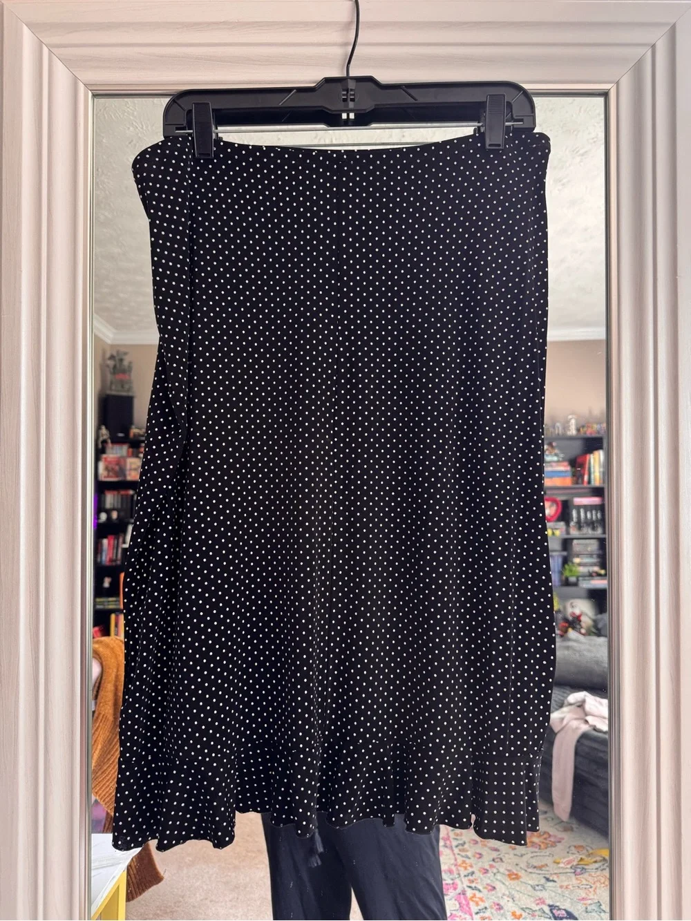 Dressbarn Black Polka Dot A-Line Skirt